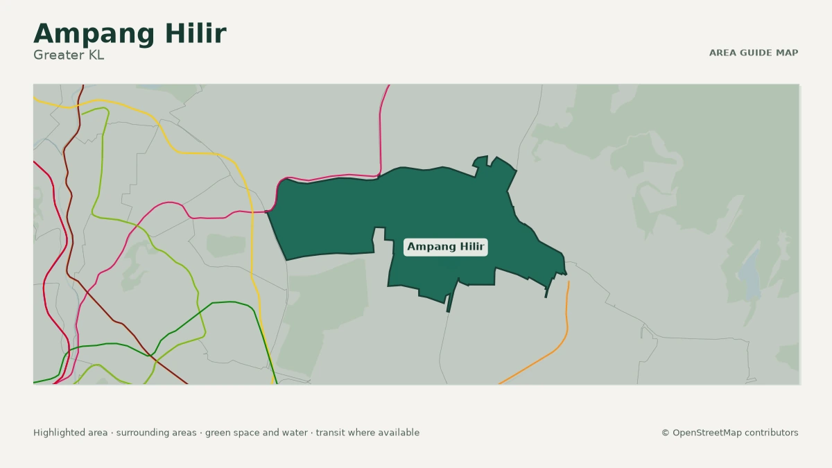 Map of Ampang Hilir, Greater KL, showing the commonly known area boundary