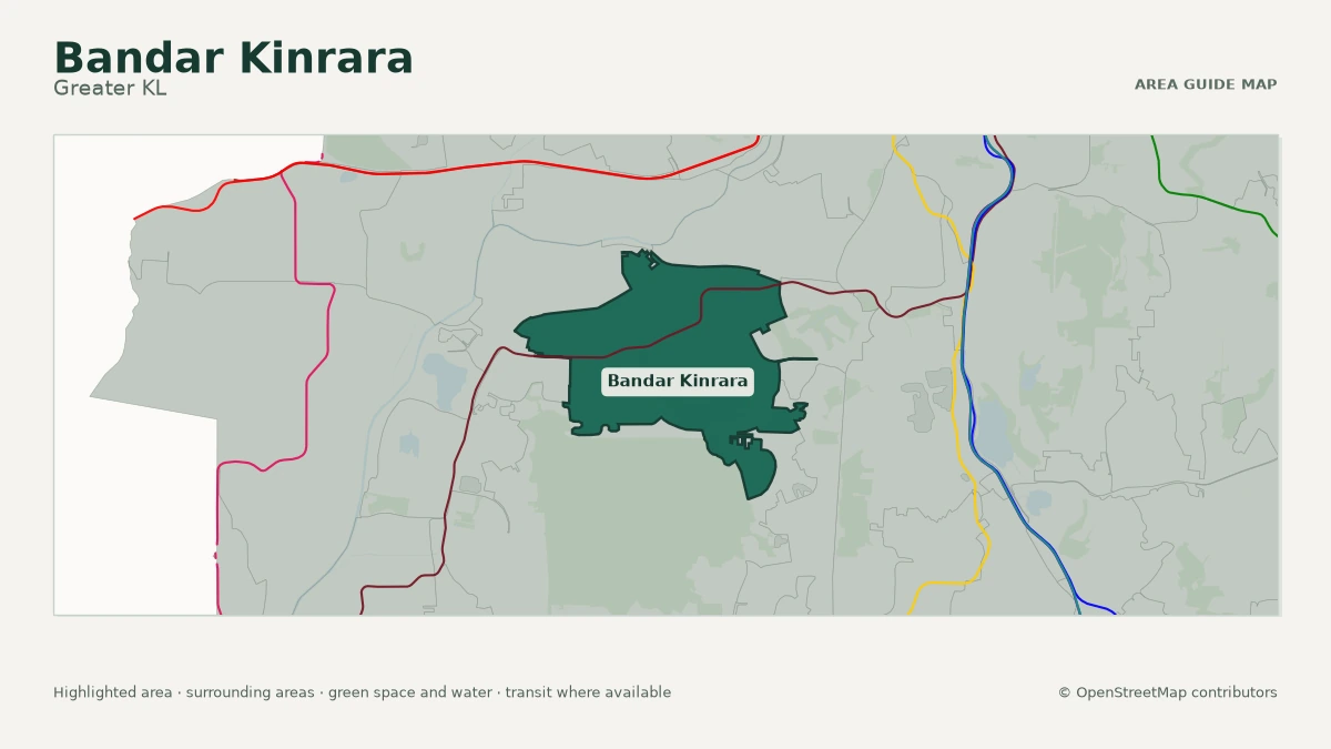 Map of Bandar Kinrara, Greater KL, showing the commonly known area boundary