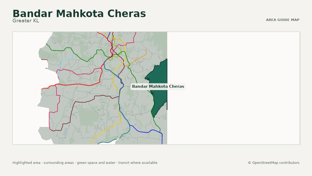 Map of Bandar Mahkota Cheras, Greater KL, showing the commonly known area boundary