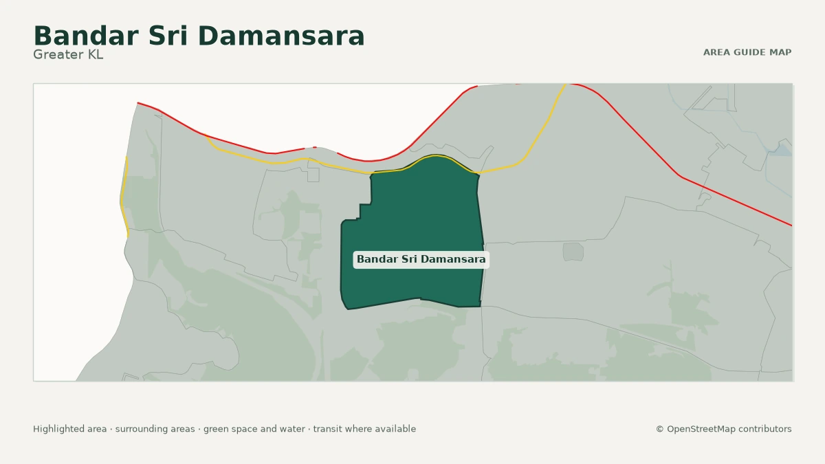 Map of Bandar Sri Damansara, Greater KL, showing the commonly known area boundary