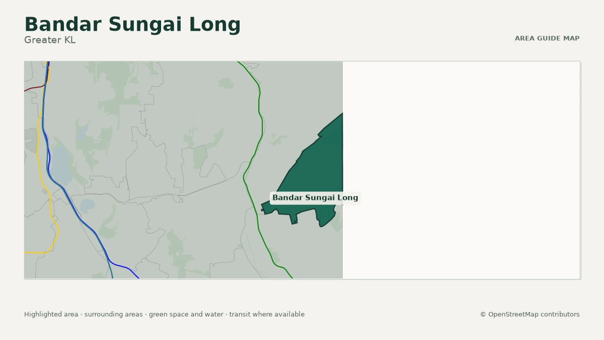 Map of Bandar Sungai Long, Greater KL, showing the commonly known area boundary