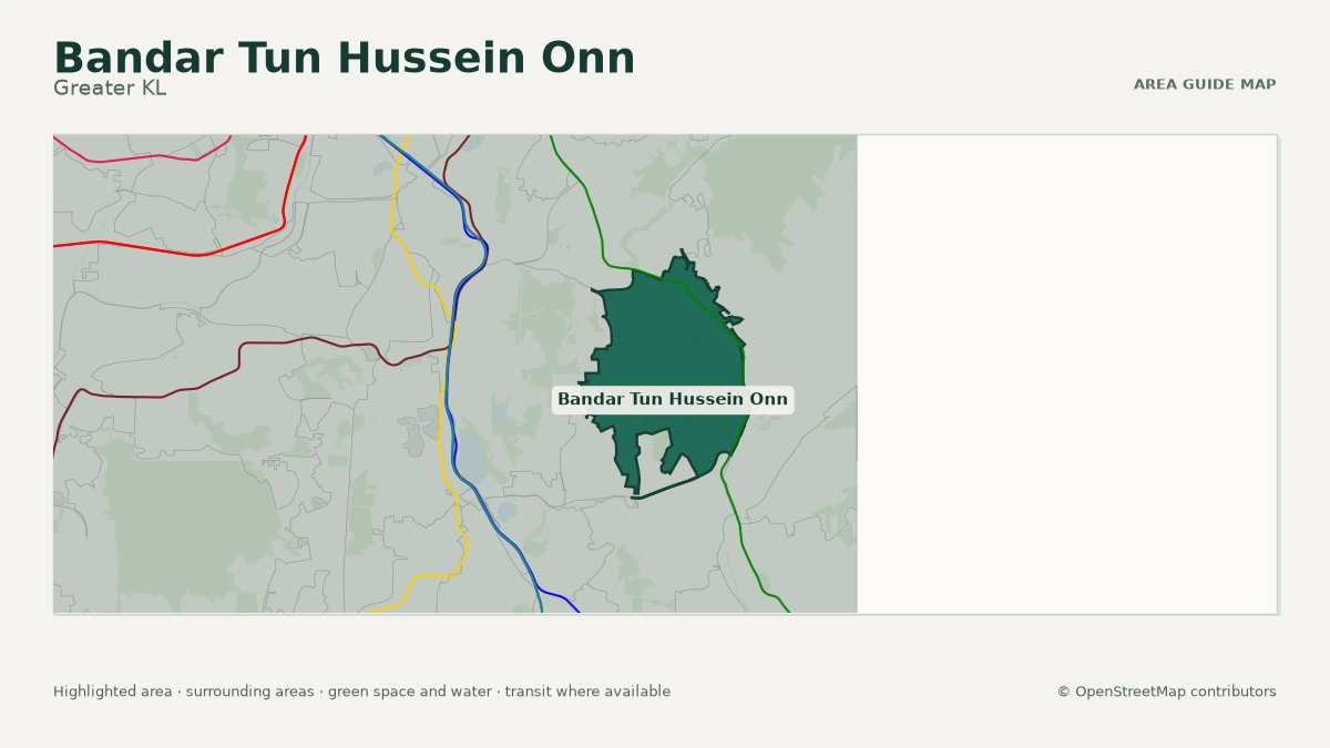 Map of Bandar Tun Hussein Onn, Greater KL, showing the commonly known area boundary
