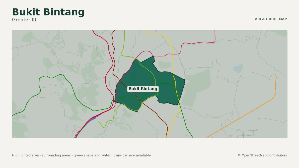 Map of Bukit Bintang, Greater KL, showing the commonly known area boundary