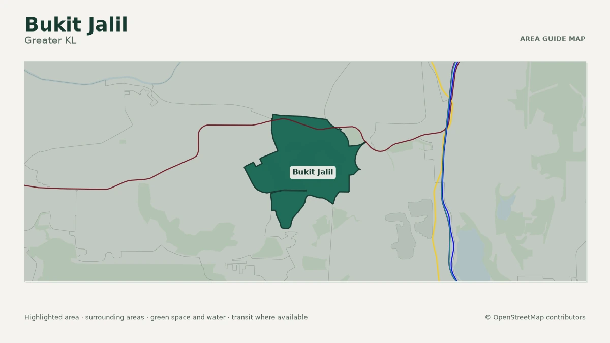 Map of Bukit Jalil, Greater KL, showing the commonly known area boundary