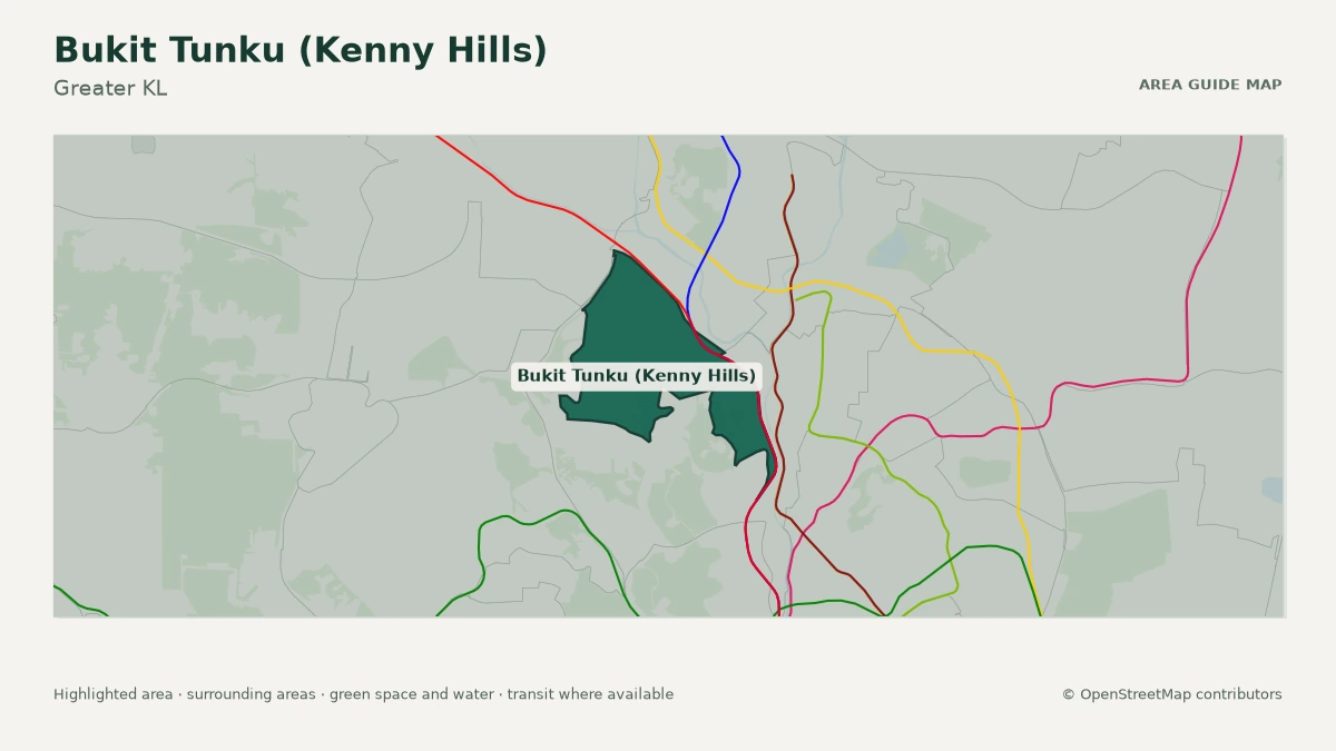 Map of Bukit Tunku (Kenny Hills), Greater KL, showing the commonly known area boundary