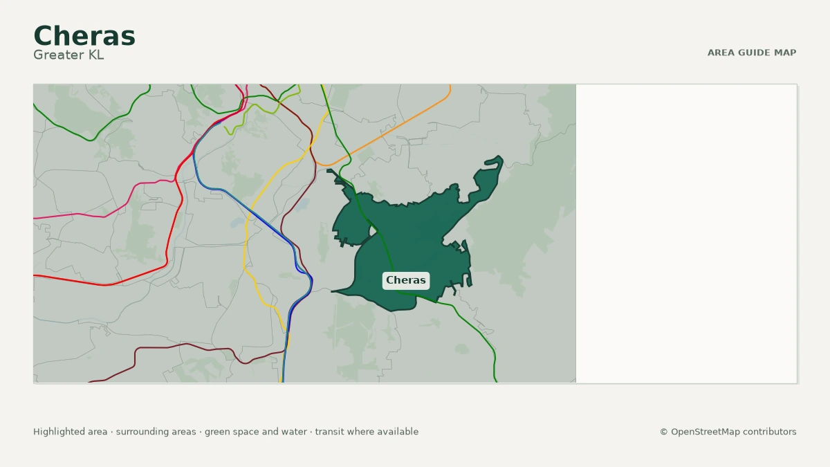 Map of Cheras, Greater KL, showing the commonly known area boundary