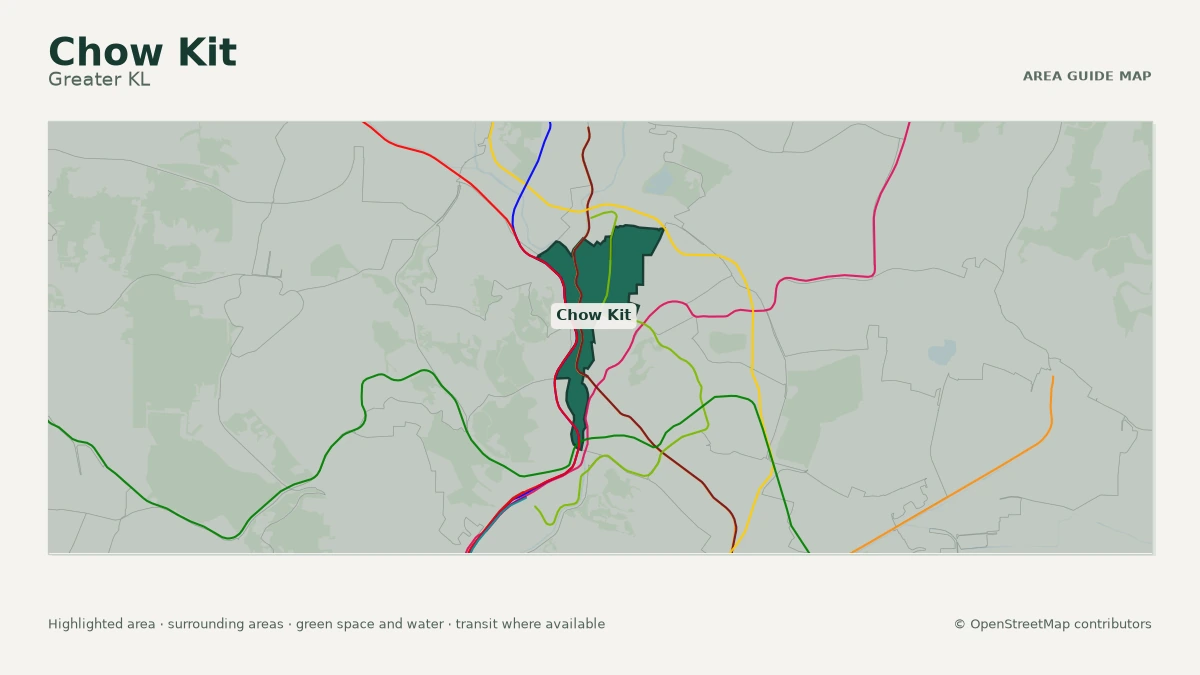 Map of Chow Kit, Greater KL, showing the commonly known area boundary