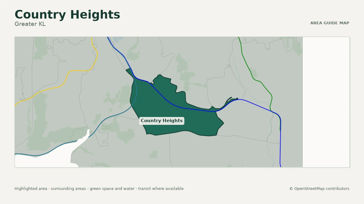 Map of Country Heights, Greater KL, showing the commonly known area boundary