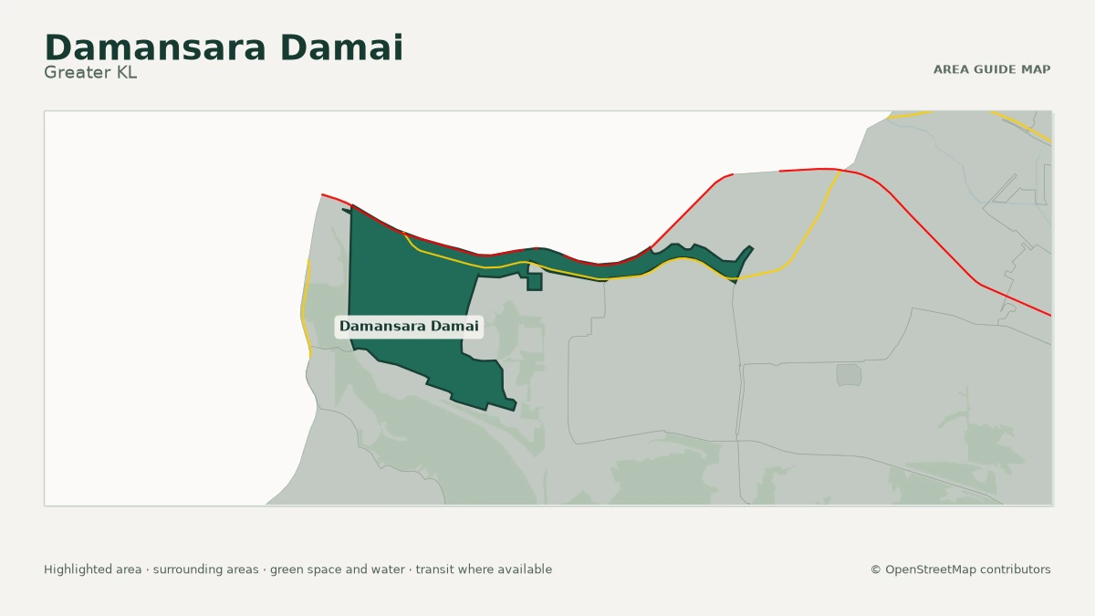 Map of Damansara Damai, Greater KL, showing the commonly known area boundary