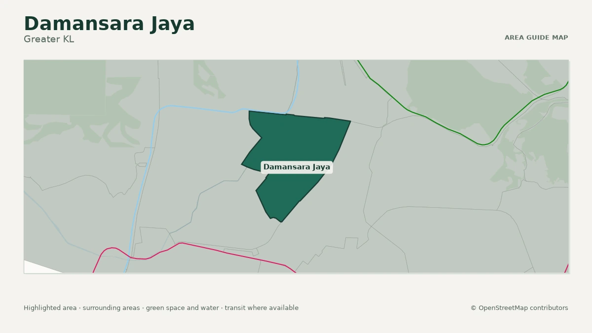 Map of Damansara Jaya, Greater KL, showing the commonly known area boundary