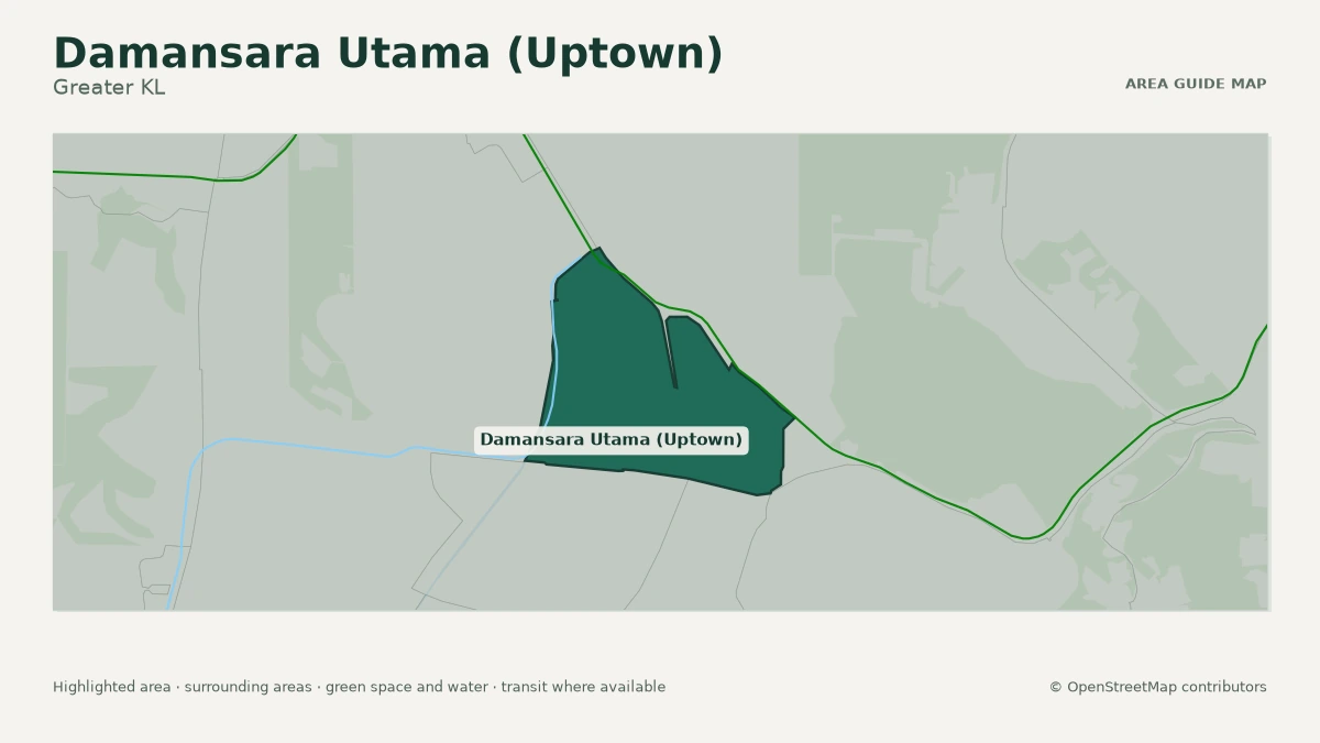 Map of Damansara Utama (Uptown), Greater KL, showing the commonly known area boundary