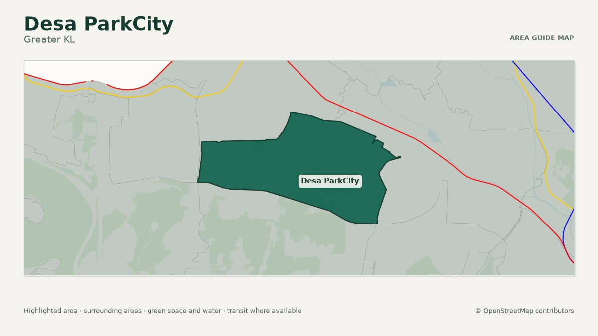 Map of Desa ParkCity, Greater KL, showing the commonly known area boundary