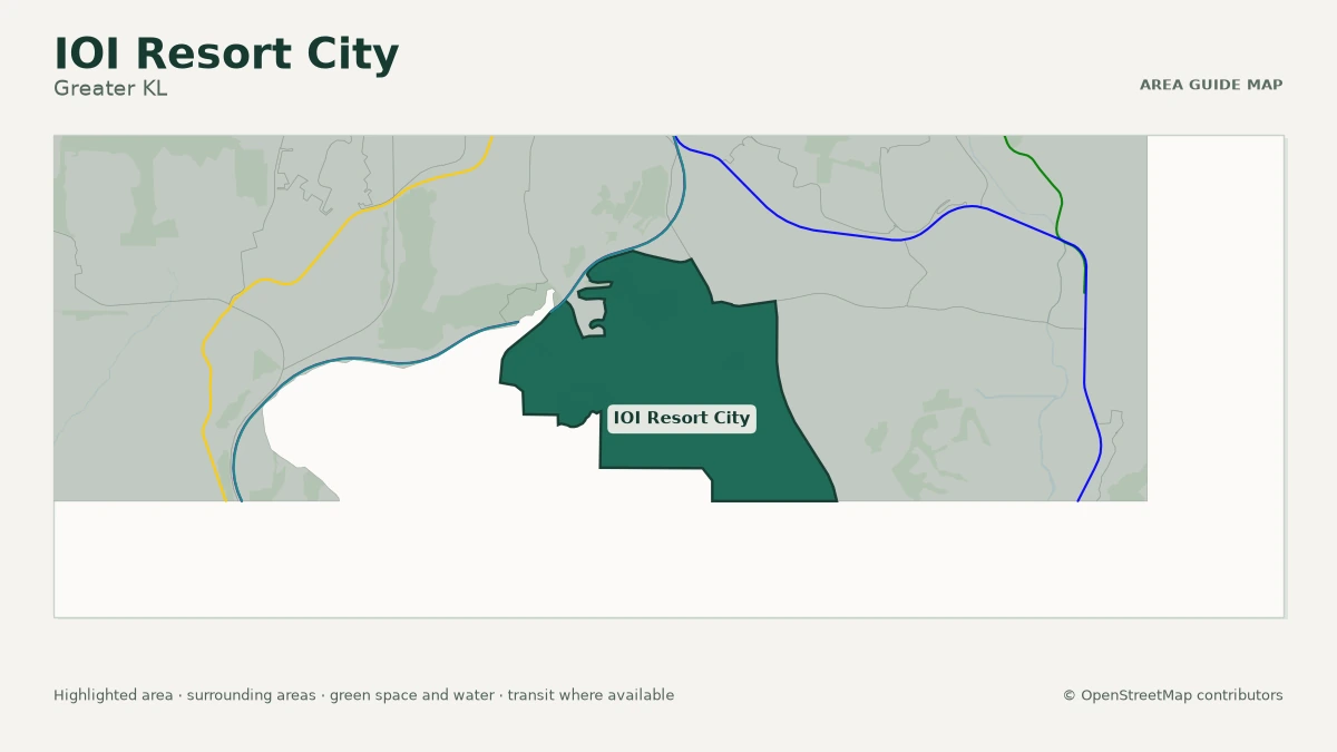Map of IOI Resort City, Greater KL, showing the commonly known area boundary