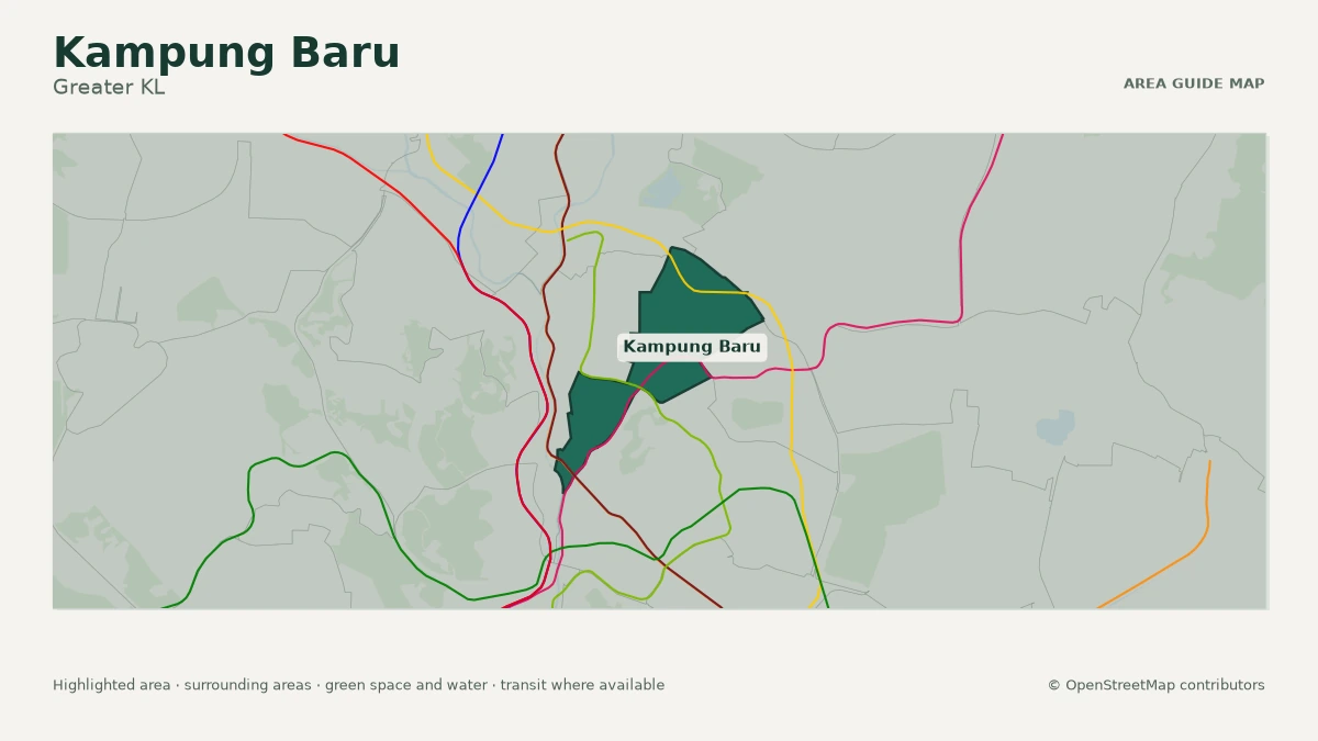 Map of Kampung Baru, Greater KL, showing the commonly known area boundary