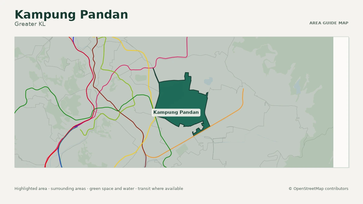 Map of Kampung Pandan, Greater KL, showing the commonly known area boundary