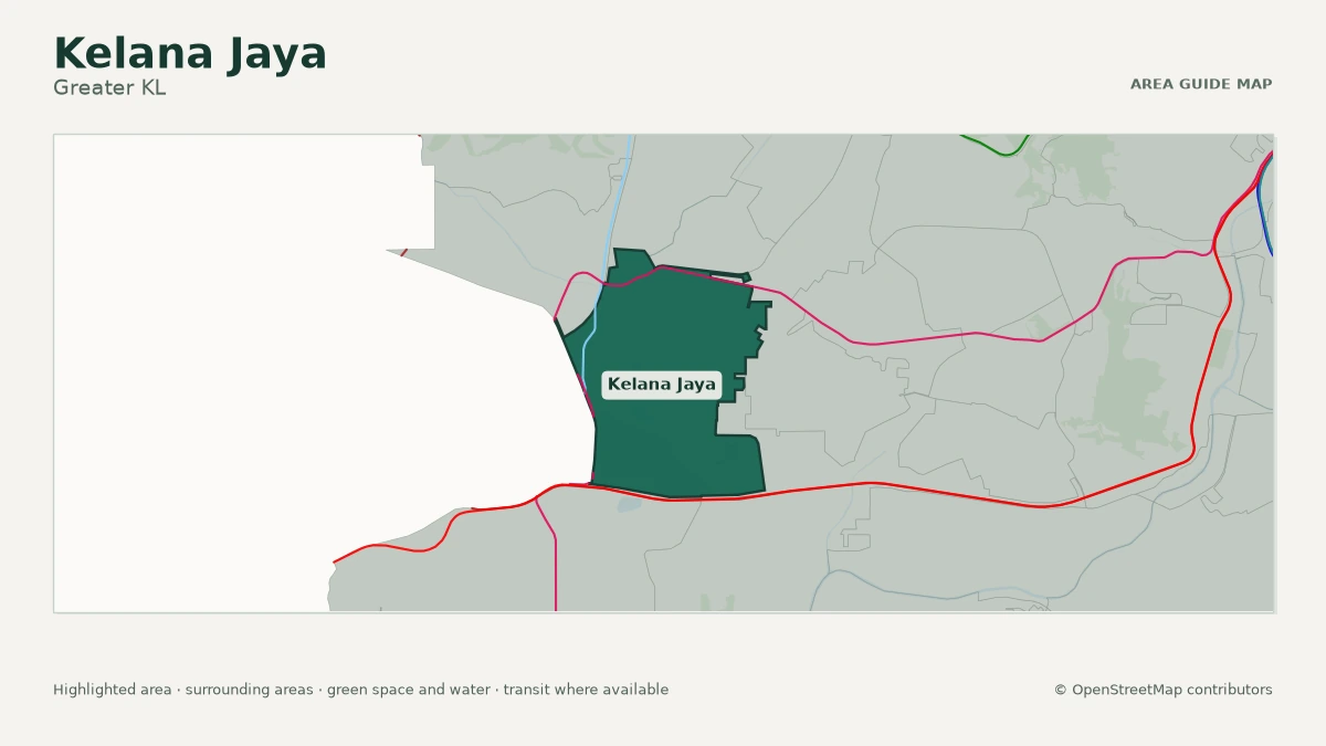 Map of Kelana Jaya, Greater KL, showing the commonly known area boundary