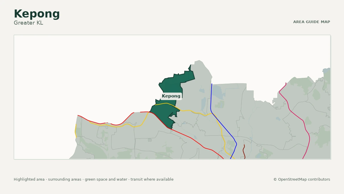Map of Kepong, Greater KL, showing the commonly known area boundary