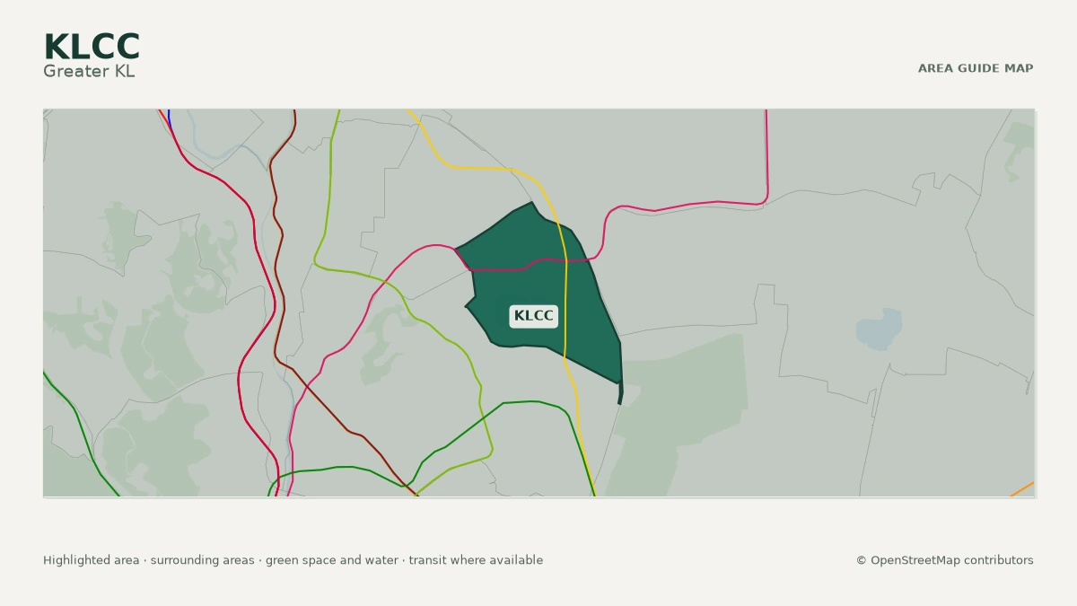 Map of KLCC, Greater KL, showing the commonly known area boundary