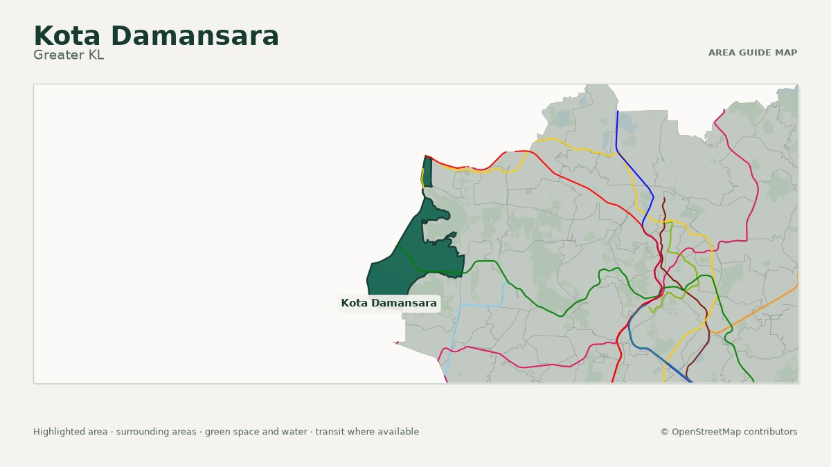 Map of Kota Damansara, Greater KL, showing the commonly known area boundary