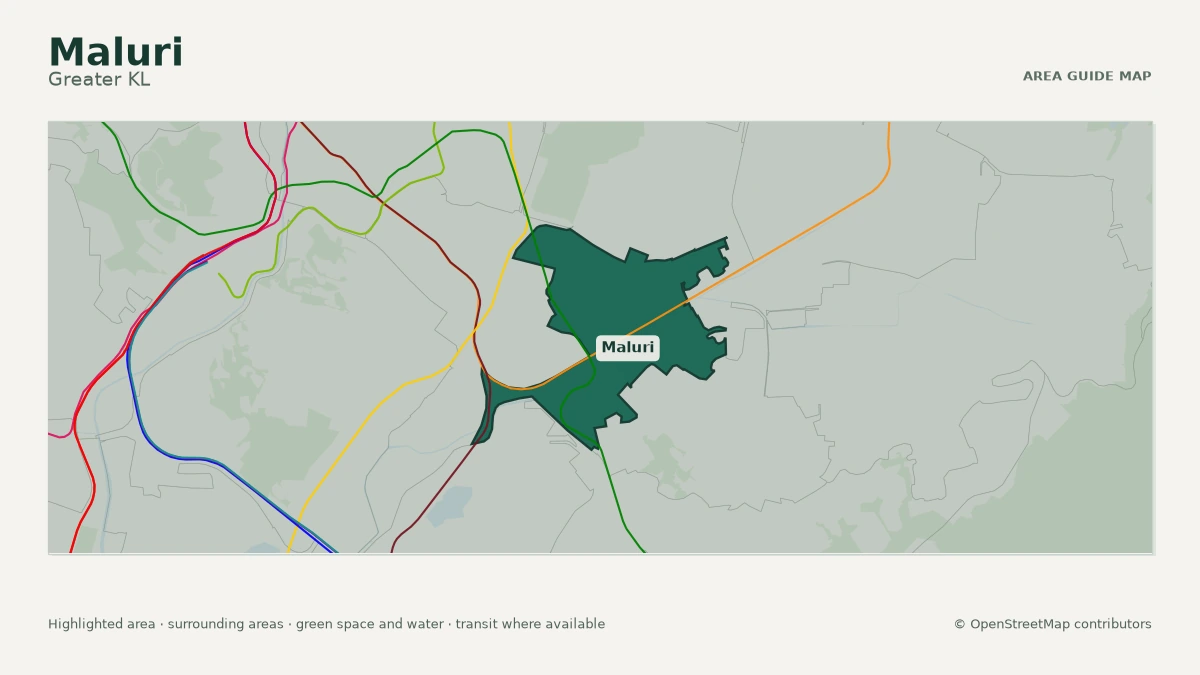Map of Maluri, Greater KL, showing the commonly known area boundary