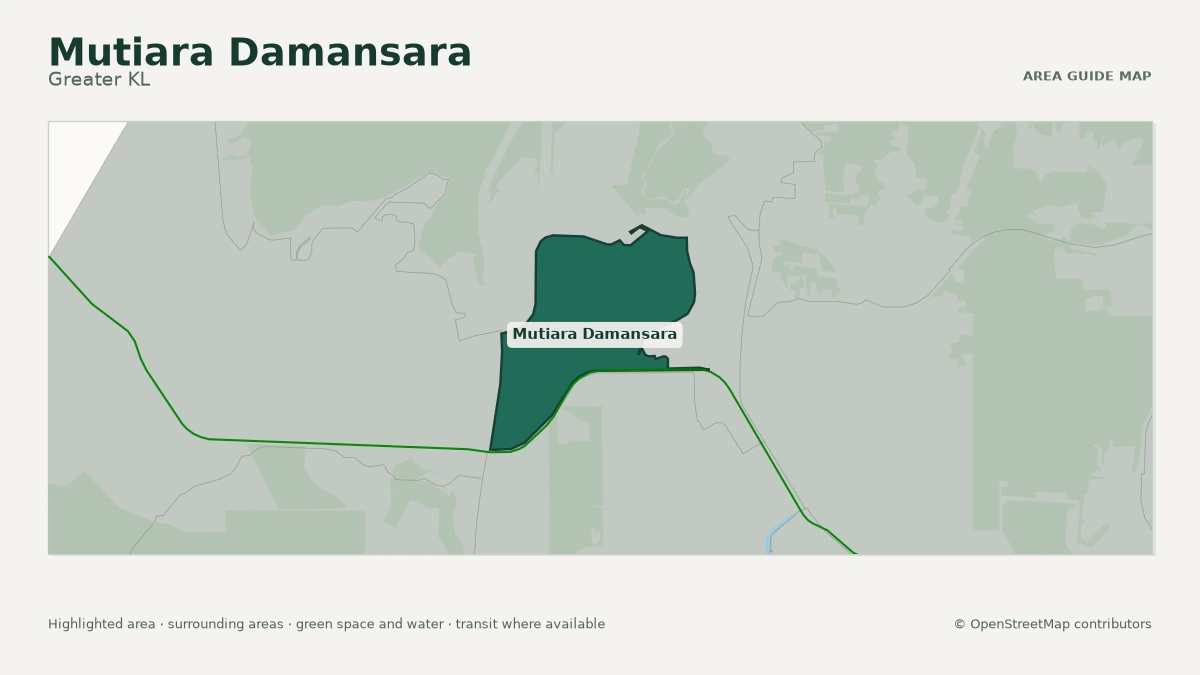 Map of Mutiara Damansara, Greater KL, showing the commonly known area boundary