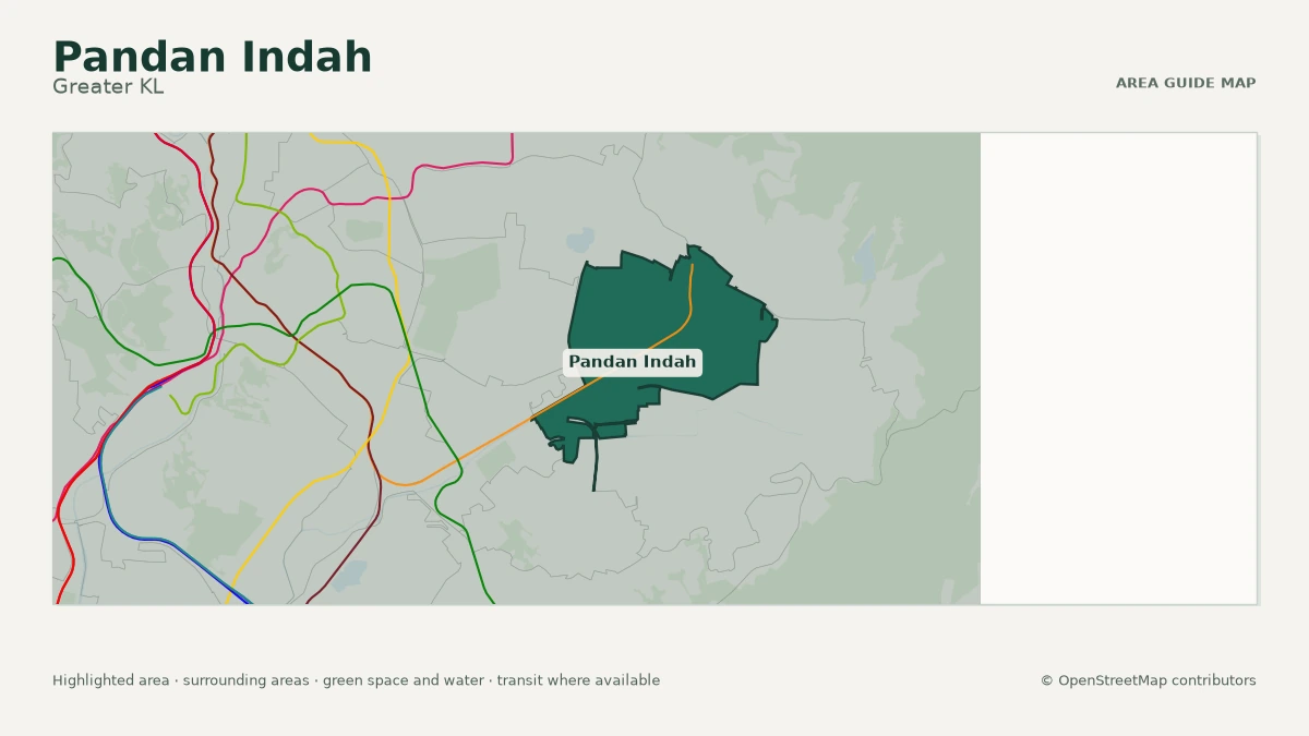 Map of Pandan Indah, Greater KL, showing the commonly known area boundary