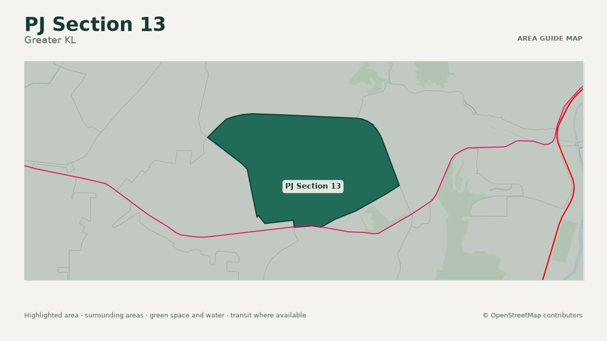 Map of PJ Section 13, Greater KL, showing the commonly known area boundary
