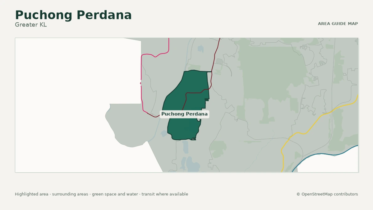 Map of Puchong Perdana, Greater KL, showing the commonly known area boundary
