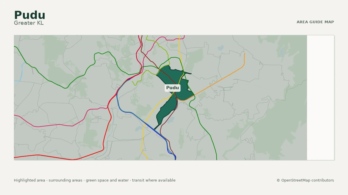 Map of Pudu, Greater KL, showing the commonly known area boundary