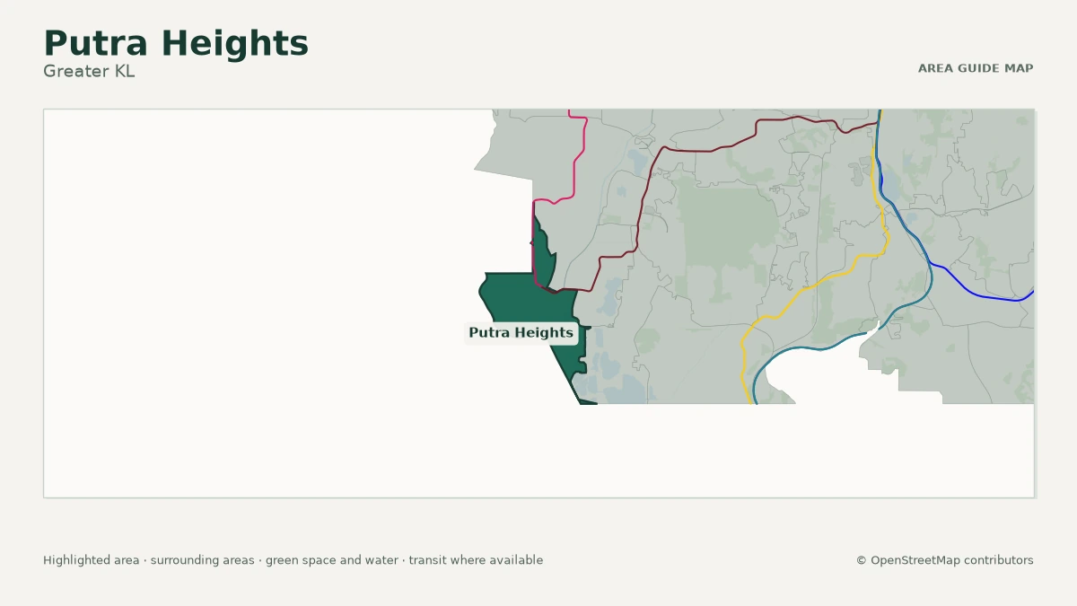 Map of Putra Heights, Greater KL, showing the commonly known area boundary