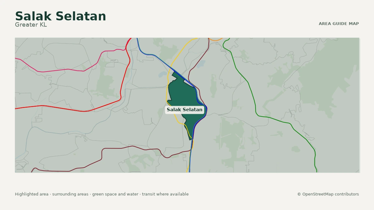 Map of Salak Selatan, Greater KL, showing the commonly known area boundary