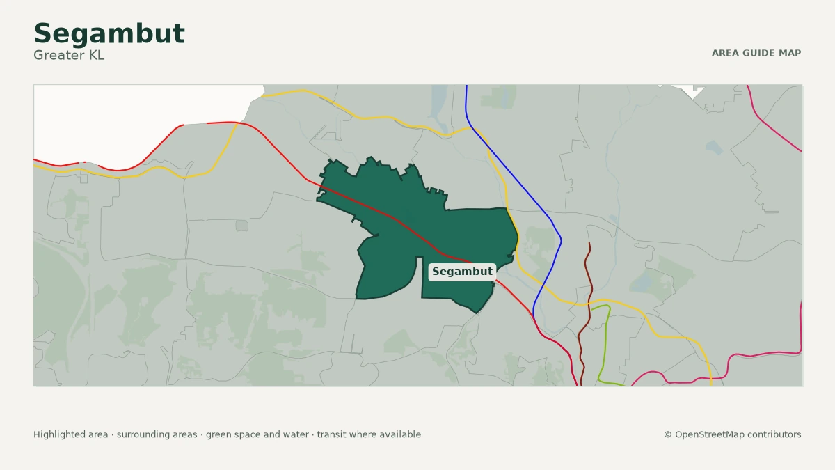 Map of Segambut, Greater KL, showing the commonly known area boundary