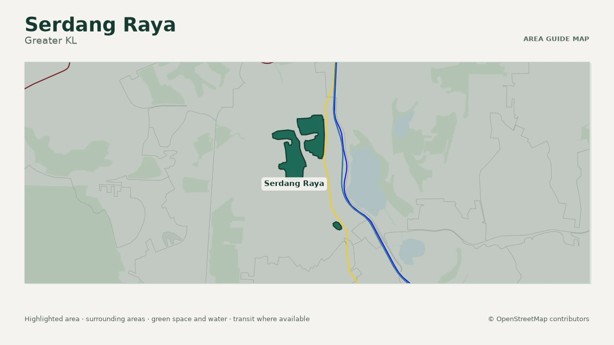 Map of Serdang Raya, Greater KL, showing the commonly known area boundary