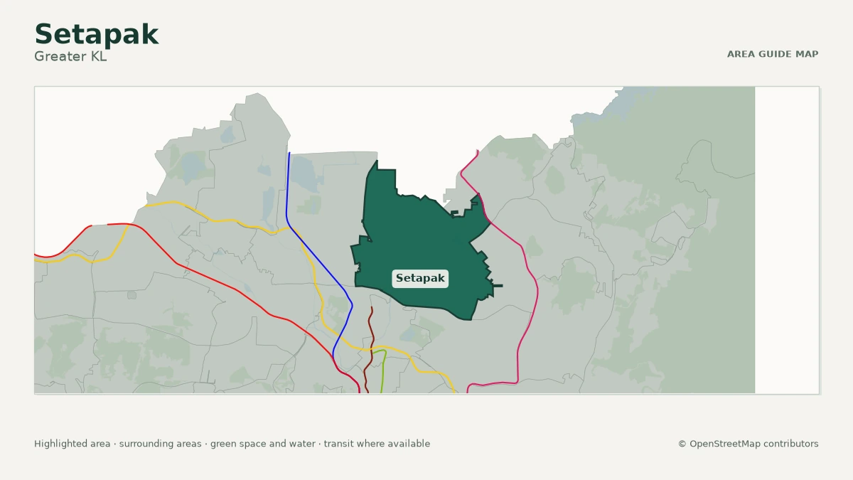 Map of Setapak, Greater KL, showing the commonly known area boundary