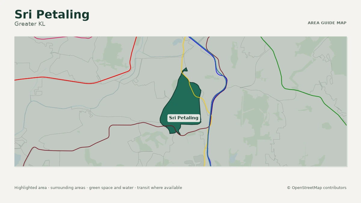 Map of Sri Petaling, Greater KL, showing the commonly known area boundary