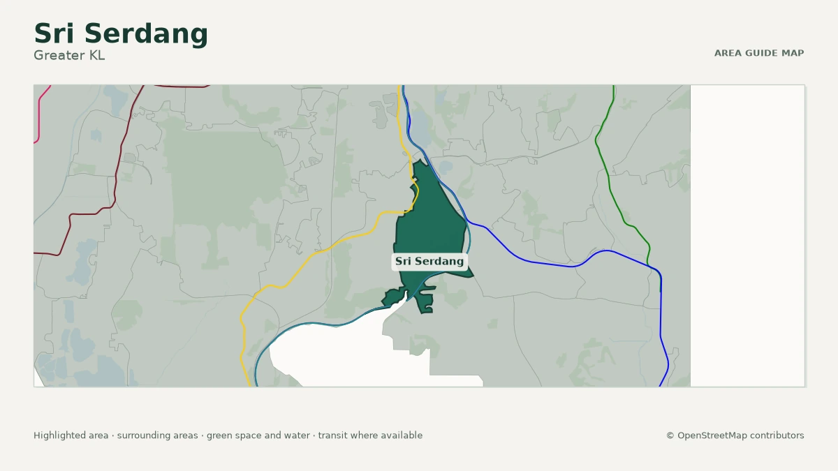 Map of Sri Serdang, Greater KL, showing the commonly known area boundary