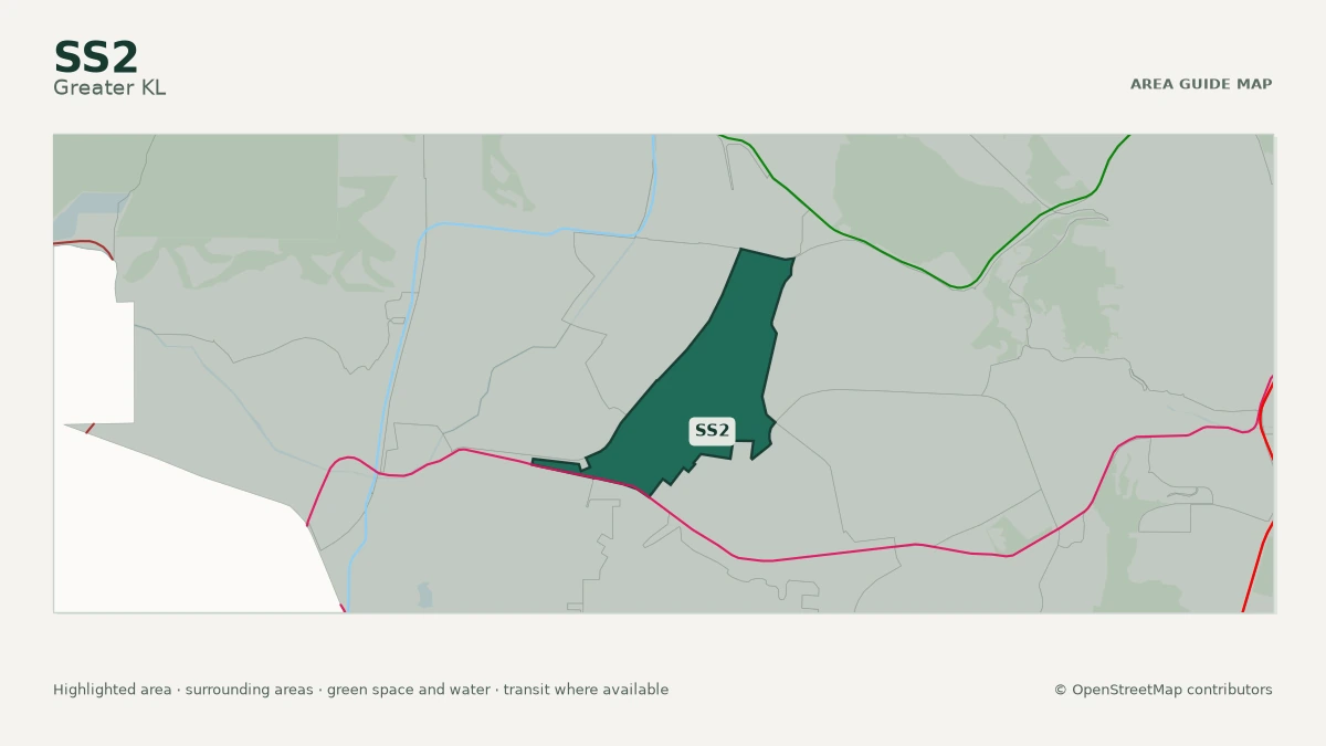 Map of SS2, Greater KL, showing the commonly known area boundary