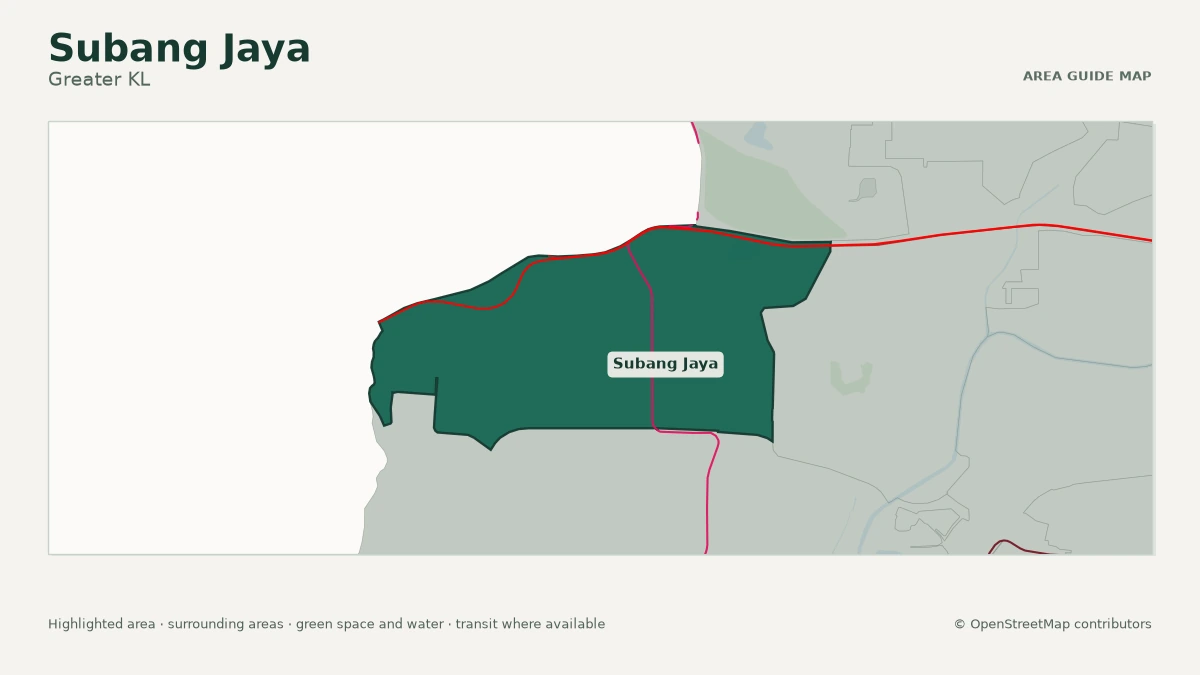 Map of Subang Jaya, Greater KL, showing the commonly known area boundary