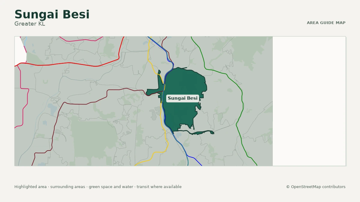 Map of Sungai Besi, Greater KL, showing the commonly known area boundary
