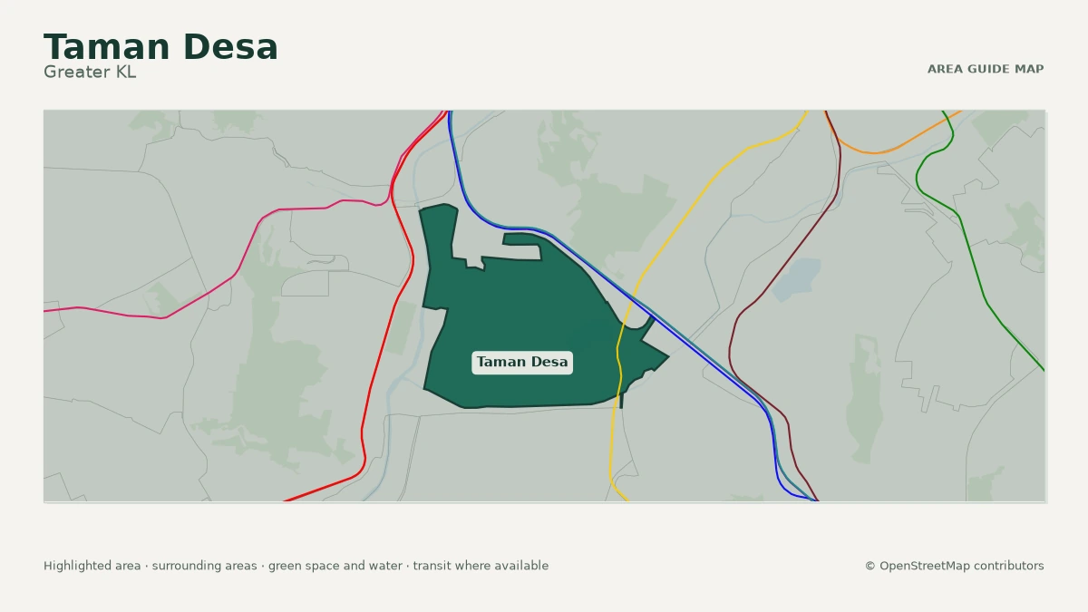 Map of Taman Desa, Greater KL, showing the commonly known area boundary