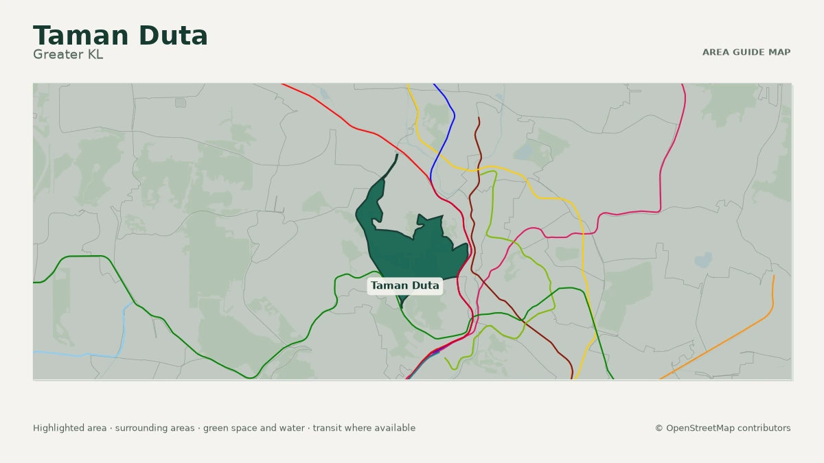 Map of Taman Duta, Greater KL, showing the commonly known area boundary