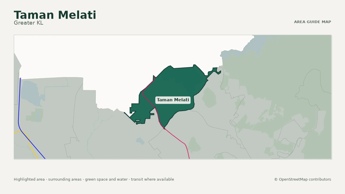 Map of Taman Melati, Greater KL, showing the commonly known area boundary
