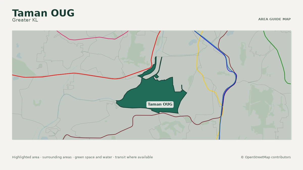 Map of Taman OUG, Greater KL, showing the commonly known area boundary