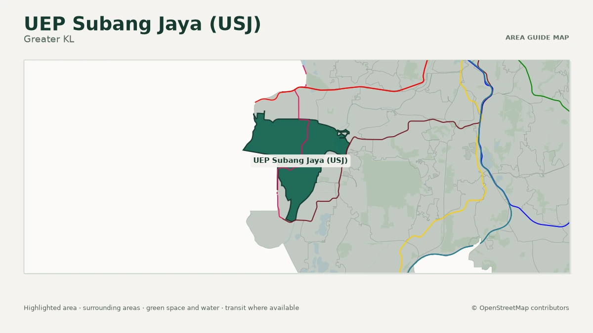Map of UEP Subang Jaya (USJ), Greater KL, showing the commonly known area boundary