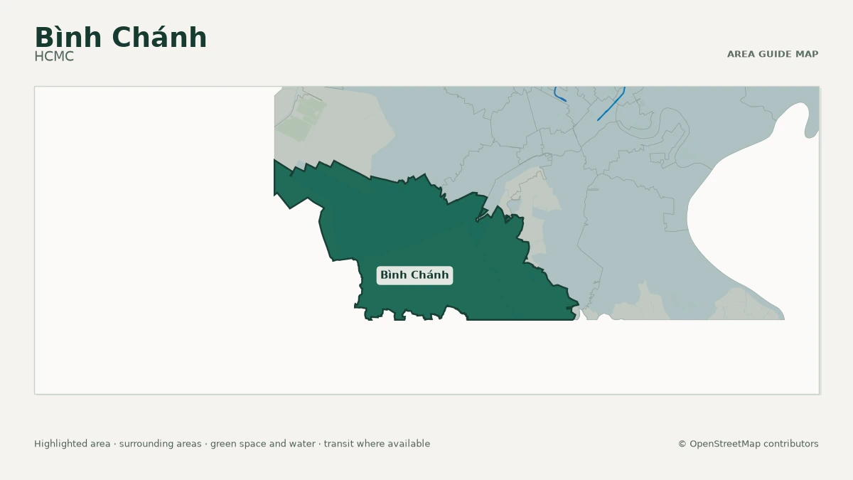 Map of Bình Chánh, HCMC, showing the commonly known area boundary