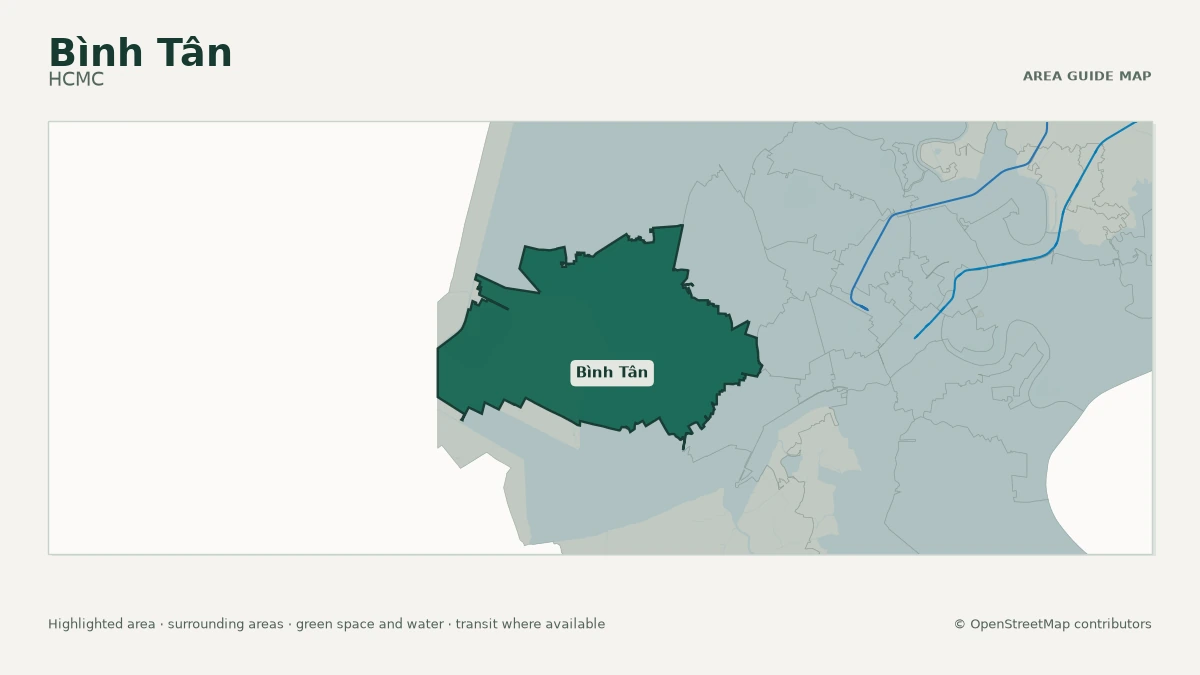 Map of Bình Tân, HCMC, showing the commonly known area boundary