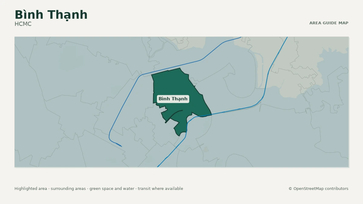 Map of Bình Thạnh, HCMC, showing the commonly known area boundary