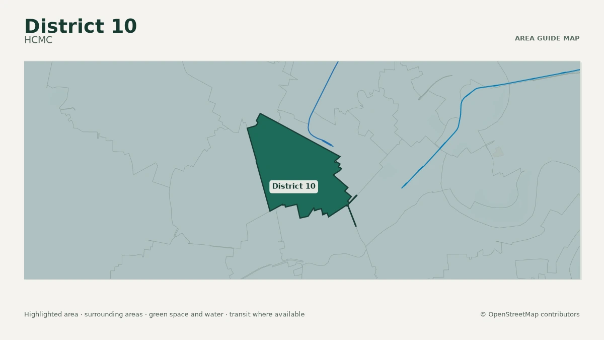 Map of District 10, HCMC, showing the commonly known area boundary
