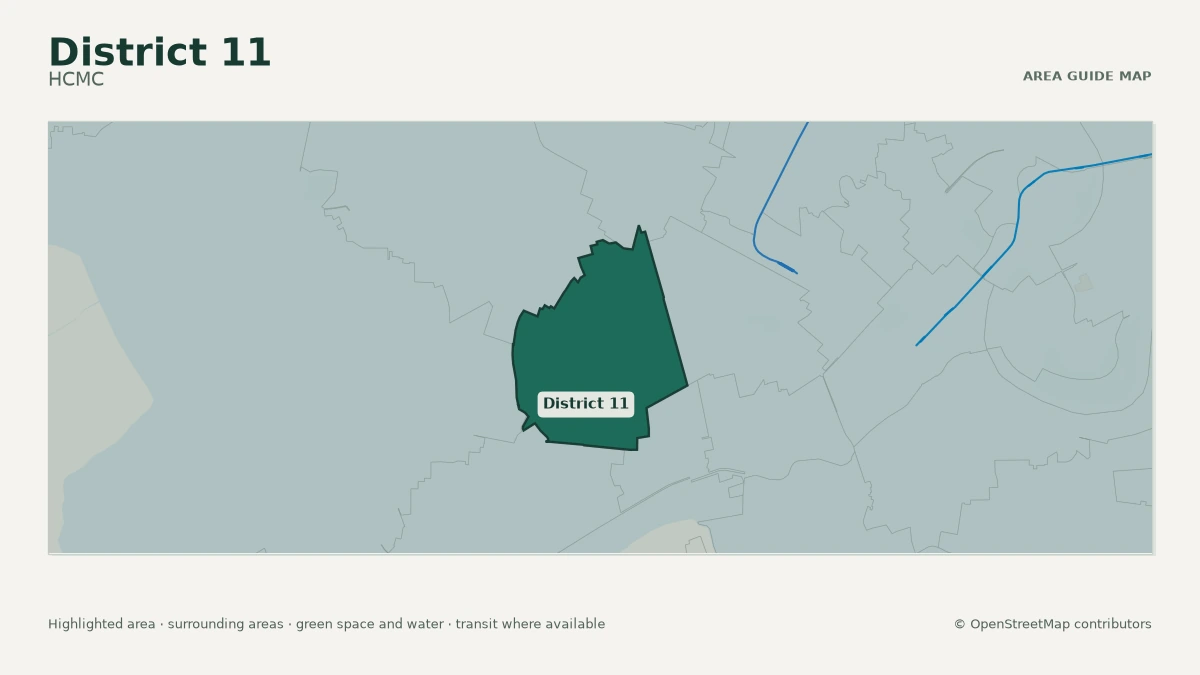 Map of District 11, HCMC, showing the commonly known area boundary
