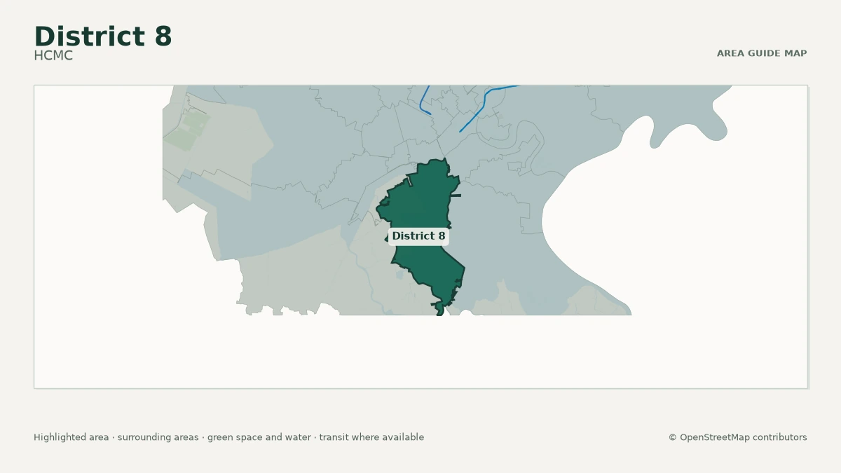 Map of District 8, HCMC, showing the commonly known area boundary